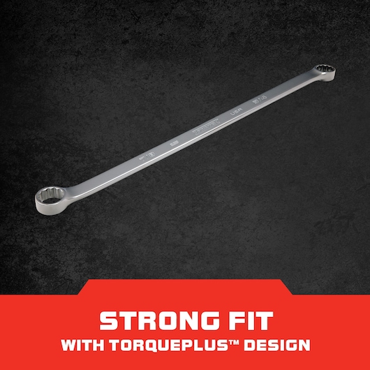 PROTO J112428L box end wrench with TorquePlus design on dark textured background, angled view.