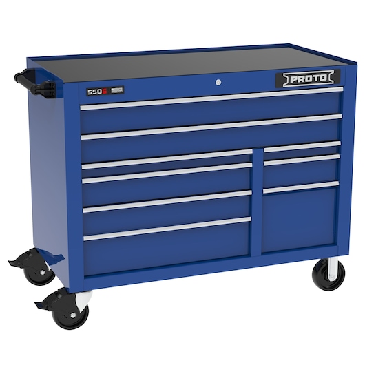 50" wide workstation with 9 drawers in blue
