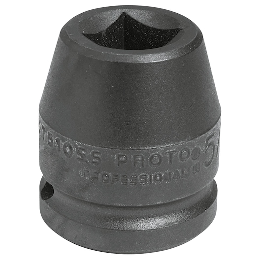 PROTO J07510SS black impact socket, cylindrical, close-up on white background, tool accessory.