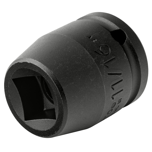 Photo of PROTO J07511SS black impact socket, showing 11/16 inch marking, angled on white background.