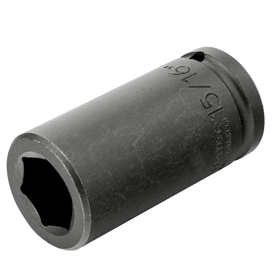 PROTO J07515L black 6-point deep impact socket, angled view on white background.