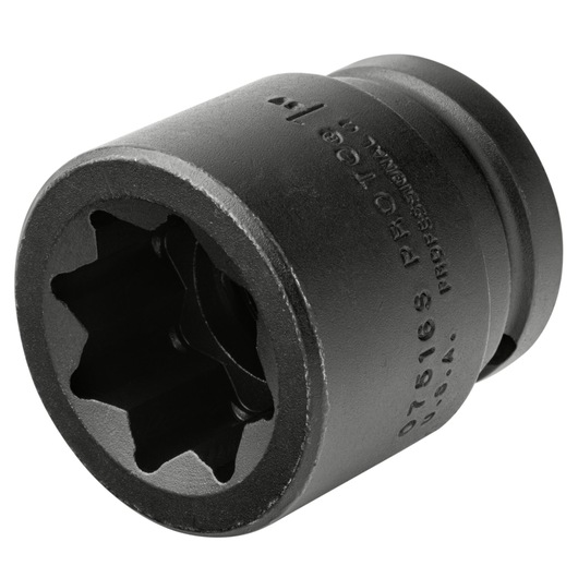 PROTO J07516S black impact socket, six-point, close-up angle on white background.