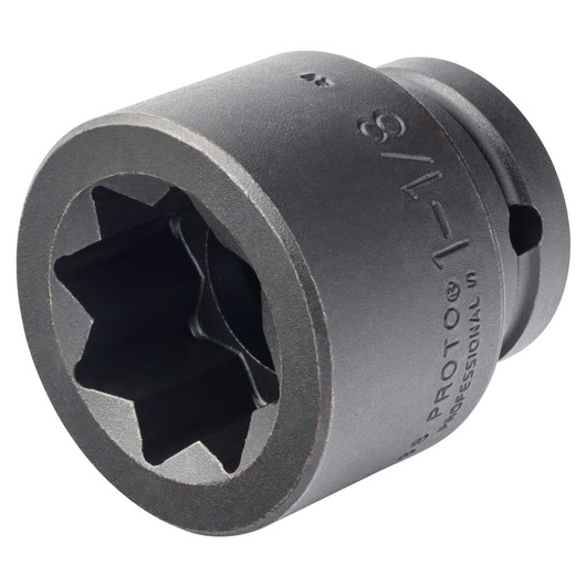 PROTO J07518S impact socket, black metal, six-point, close-up at angle on white background.