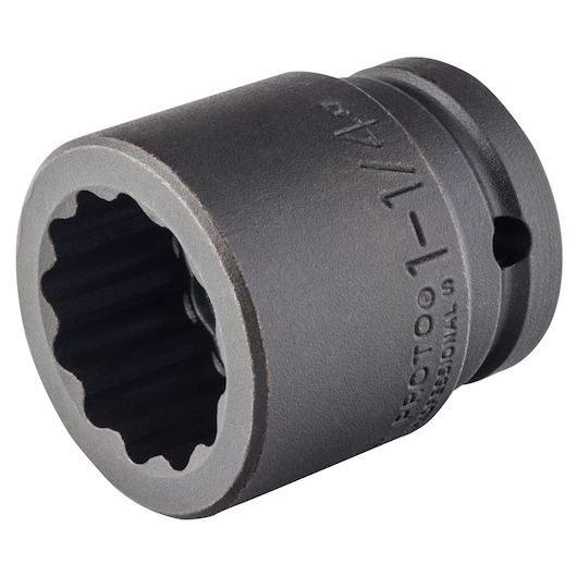 PROTO J07520T black 12-point impact socket, close-up angled view on white background.