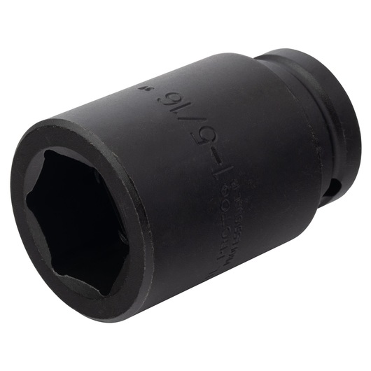PROTO J07521L black impact socket, hex design, side angle on white background.