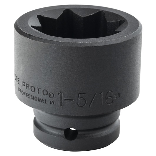 PROTO J07521S black impact socket with star-shaped interior, side angle on white background.