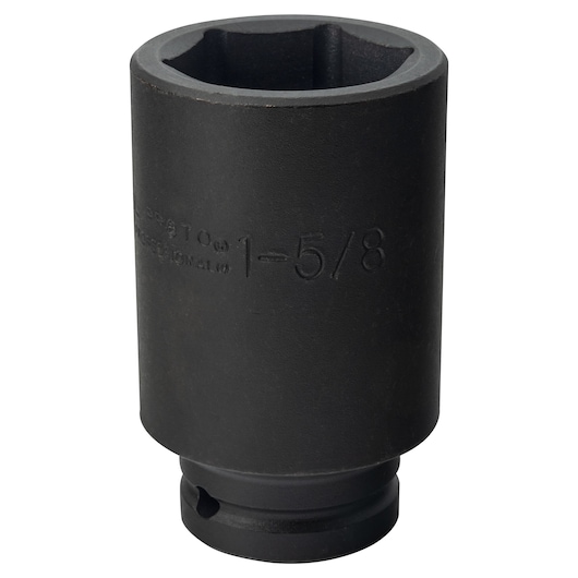 PROTO J07526L black impact socket front angle photography, 1-5/8 inch size, cylindrical tool.