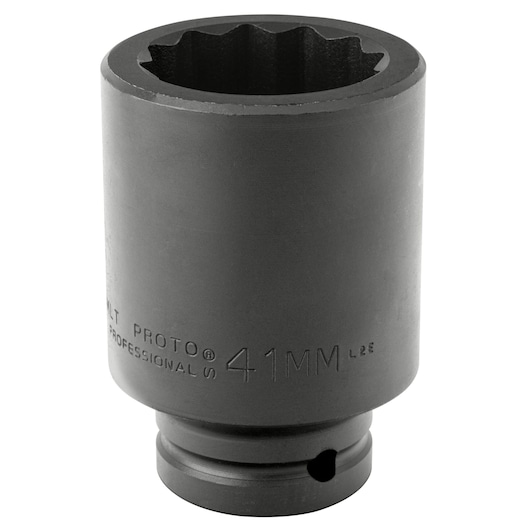 Photo of PROTO J07541MLT 41mm impact socket, black finish, photographed from a front angle on white background.
