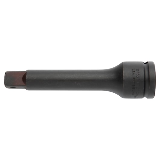 Photo of PROTO J07567 black impact socket extension, side view on white background.