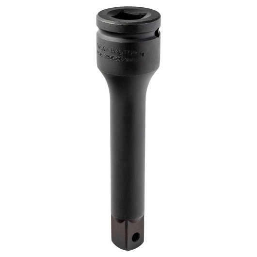 PROTO J07567 black impact socket extension, tool photography, vertical front angle on white background.