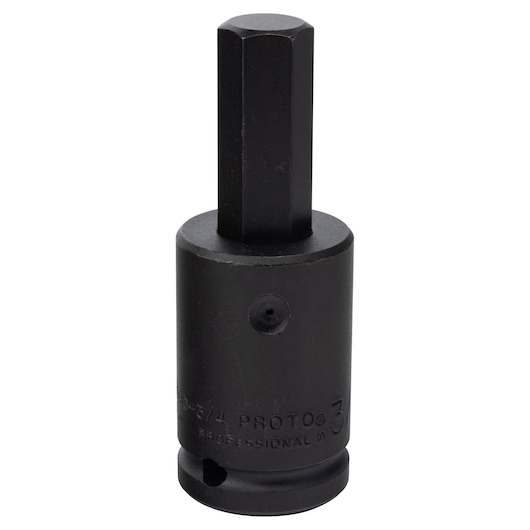 Front angle photo of PROTO hex impact socket, black finish, SKU J075903/4, tool photography.