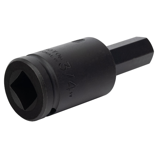 PROTO J075903/4 black impact hex bit socket, angled photo on white background