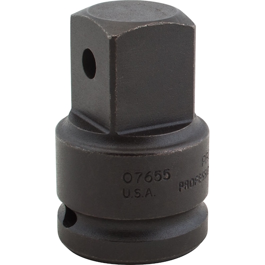 PROTO J07655 impact socket adapter in black steel, close-up on white background.