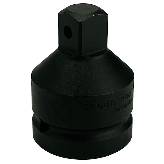 PROTO J07656 black impact socket adapter front angle photography on white background.
