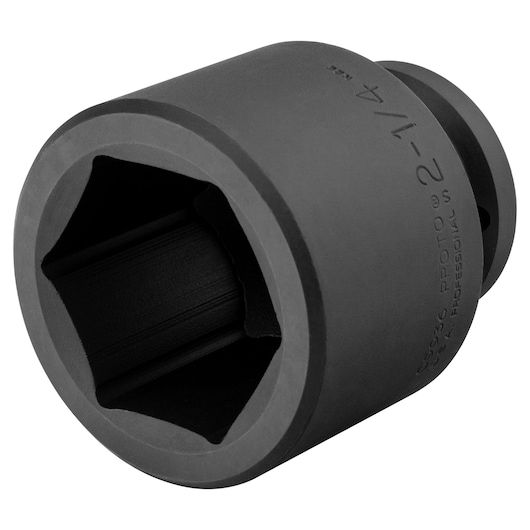 PROTO J09936 black impact socket, large size, hexagonal opening, angled view on white background.