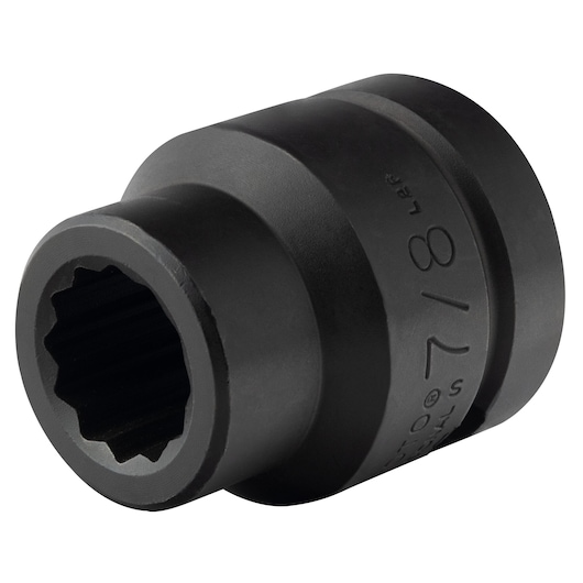 PROTO J10014T black impact socket with 12-point design, side angle on white background.