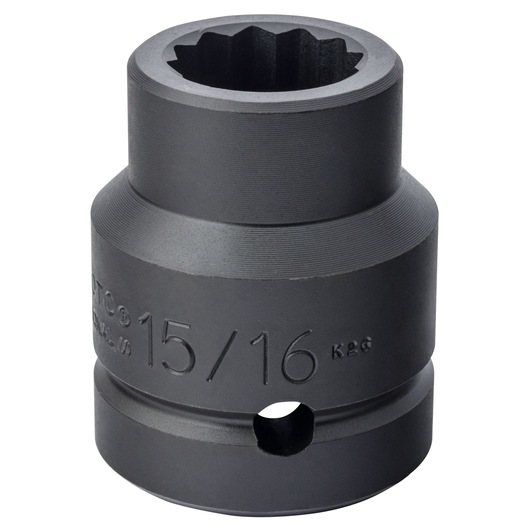 PROTO J10015T black 15/16-inch impact socket, side angle on white background.