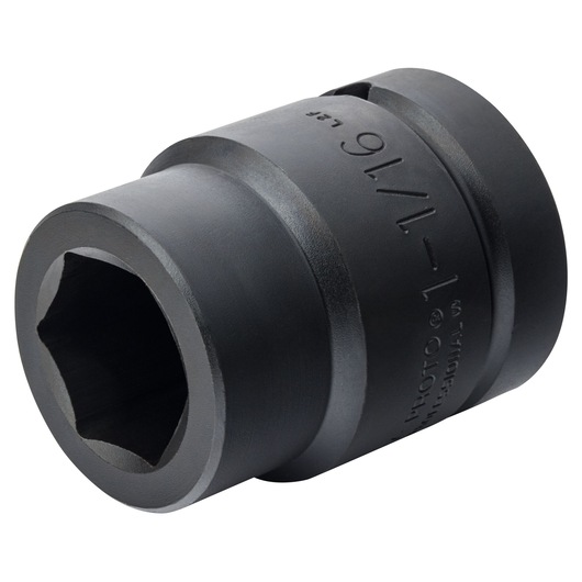 PROTO J10017 black 6-point impact socket, side angle on white background.