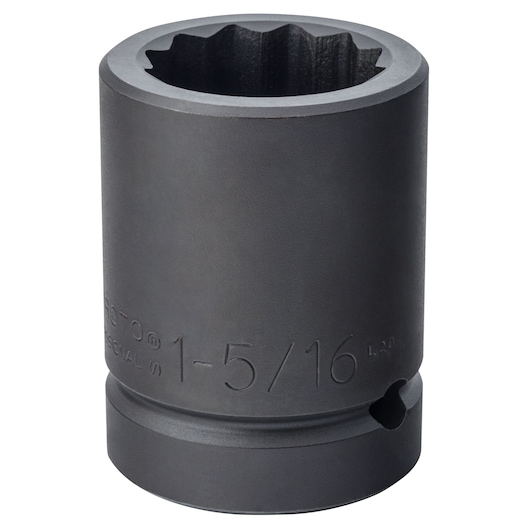PROTO J10021T black 12-point impact socket, cylindrical design, shown angled on white background.