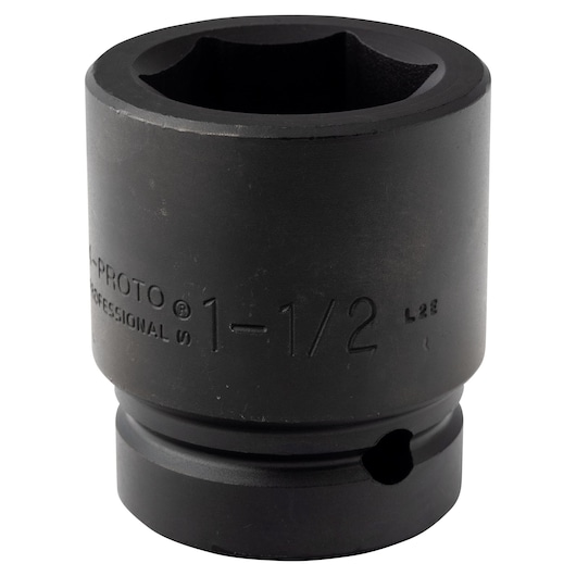 PROTO J10024 black impact socket, 1-1/2 inch size, front angle on white background.