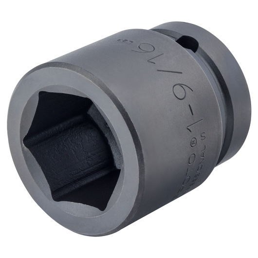 PROTO J10025 impact socket, black steel finish, close-up angle on white background.