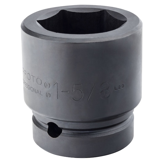 PROTO J10026 black 1-5/8 inch impact socket, front angle, on white background.