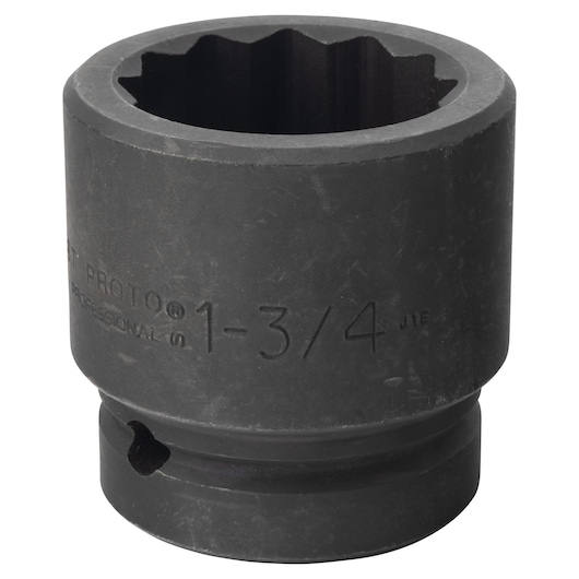 PROTO J10028T black impact socket, 1-3/4 inch size, front angle on white background.