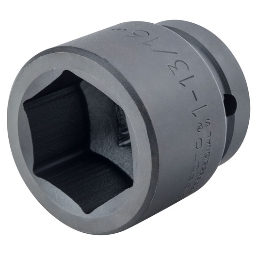 PROTO J10029 impact socket, black, hexagonal opening, side angle on white background.