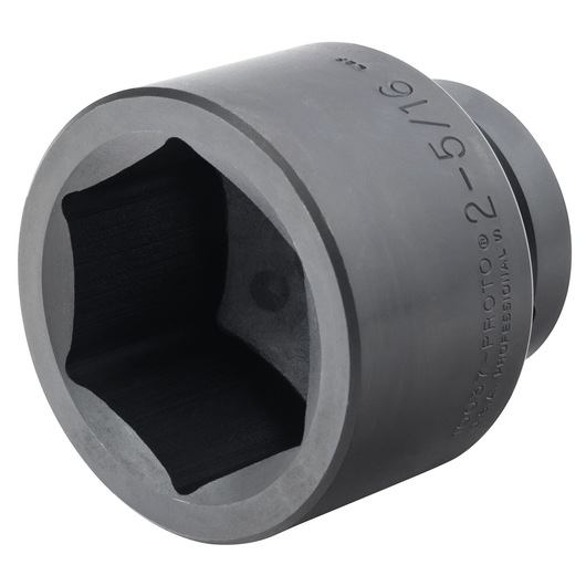 Photo of PROTO J10037 large impact socket, black finish, front angled view on white background.