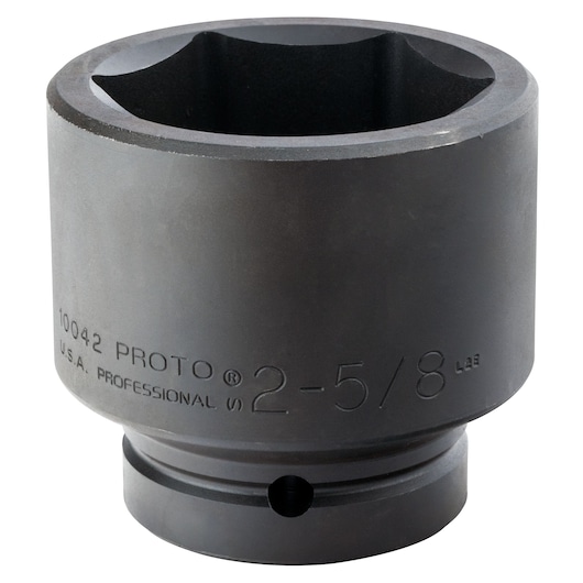 PROTO industrial socket J10042, black steel, front angle, tool accessory.