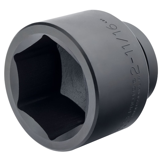 PROTO J10043 black industrial socket, hexagonal opening, side angle on white background.