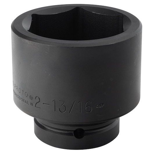 PROTO J10045 black impact socket with 2-13/16 inch size, side view on white background.
