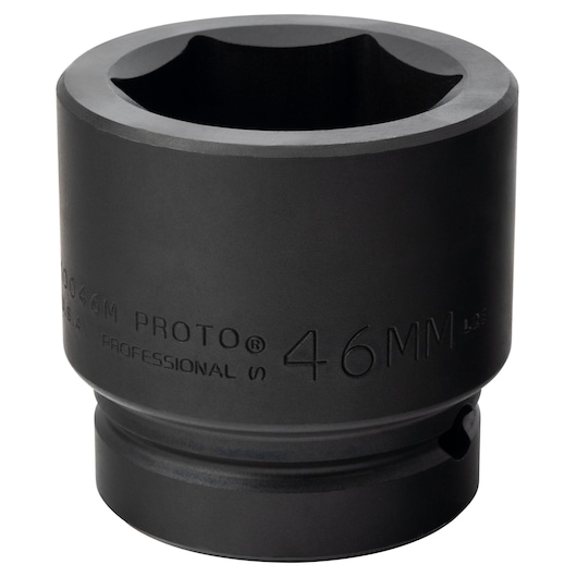 PROTO J10046M 46mm black impact socket, front angle, professional tool category