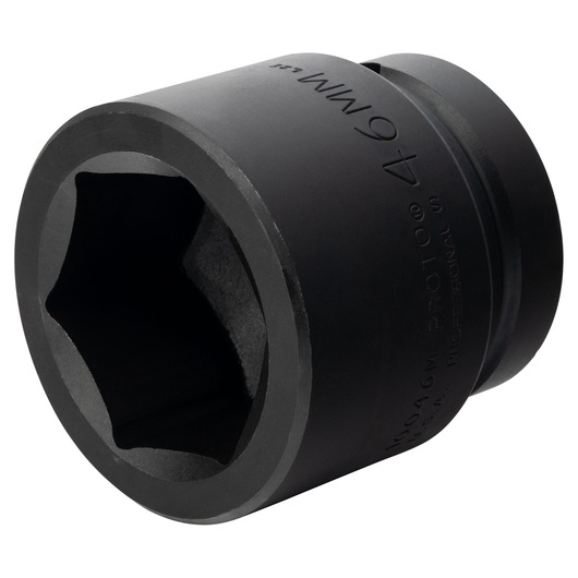 PROTO J10046M black 46mm impact socket, angled view on white background.