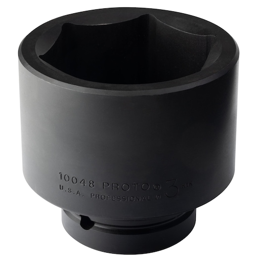 PROTO J10048 black impact socket, 3-inch drive, front angle on white background.