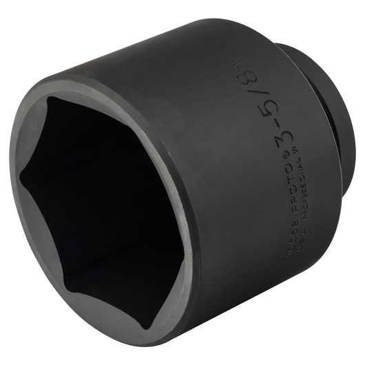 PROTO J10058 large black impact socket, engraved size marking, angled view, category: photography.