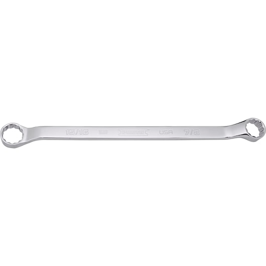 PROTO J1028A chrome box end wrench, dual head, front angle on white background.