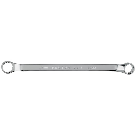 PROTO J1073M chrome double box end wrench 24mm x 22mm, straight side view on white background.