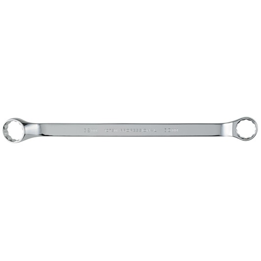 PROTO J1079M box-end wrench, chrome finish, dual 12-point ends, top view, white background