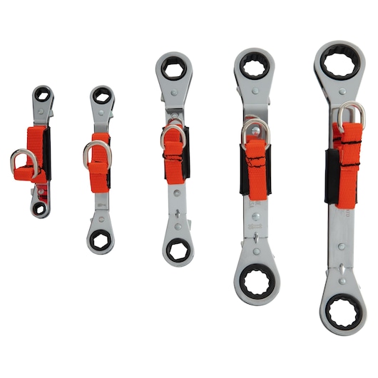 6 & 12-Point Tethered Double Box Ratcheting Offset Wrench Set (5 pc.)