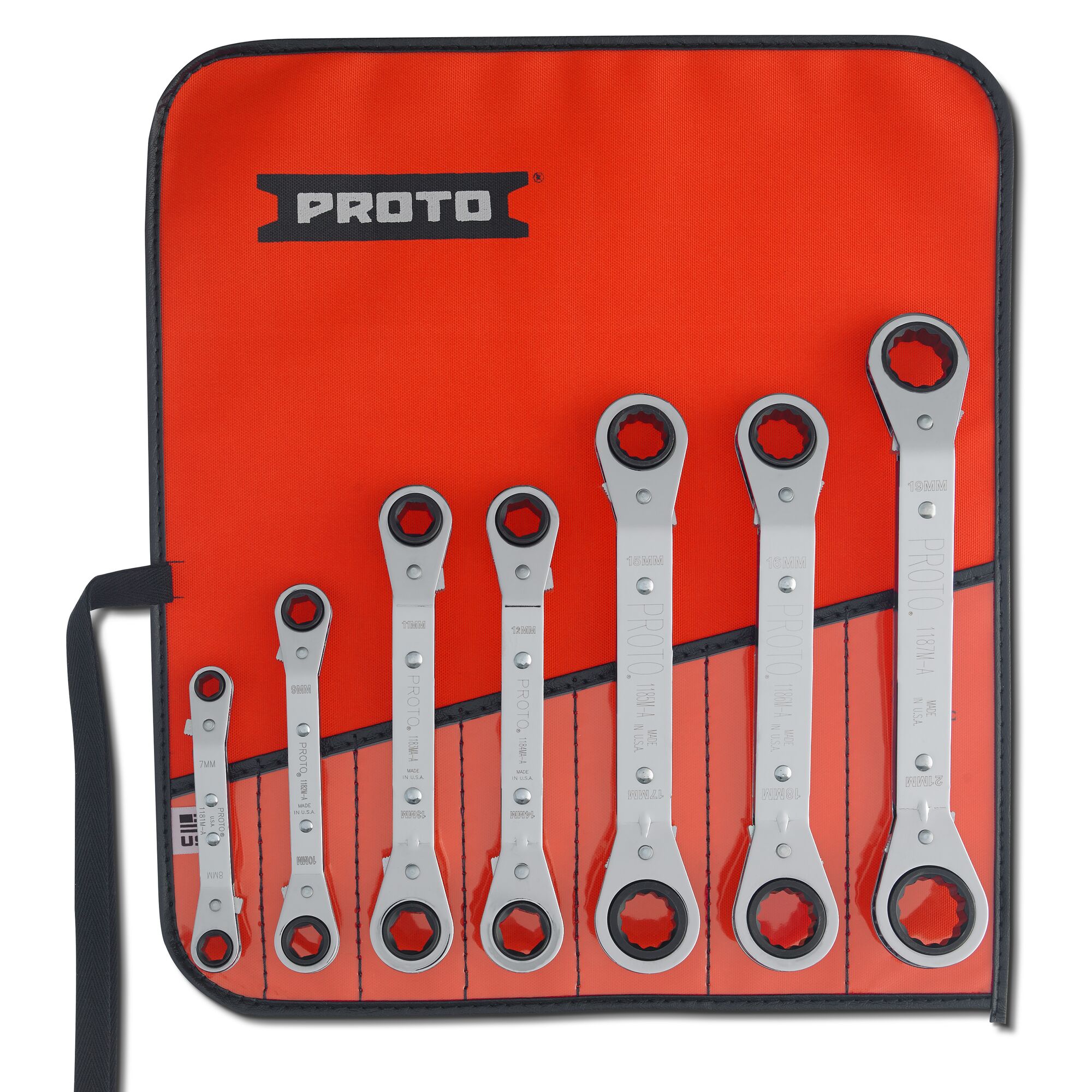 6 & 12-Point Offset Reversible Ratcheting Box Wrench Set (7 pc