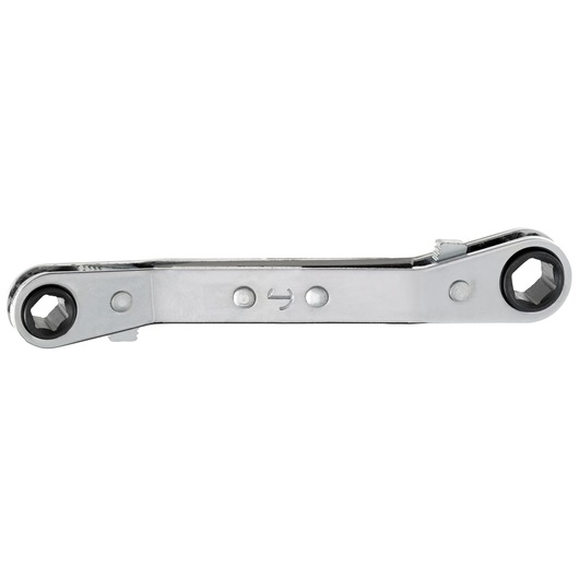 PROTO J1181-A double box end ratcheting wrench, chrome finish, side view, white background.