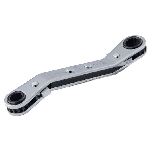 PROTO J1181T chrome double box ratcheting wrench side view on white background.