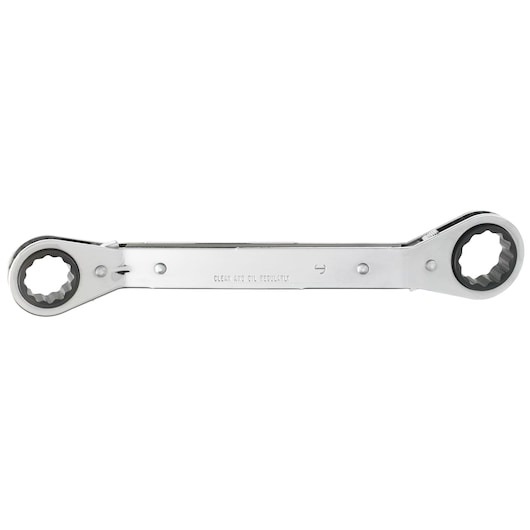 PROTO J1185-A steel double box-end ratcheting wrench, front angle on white background.