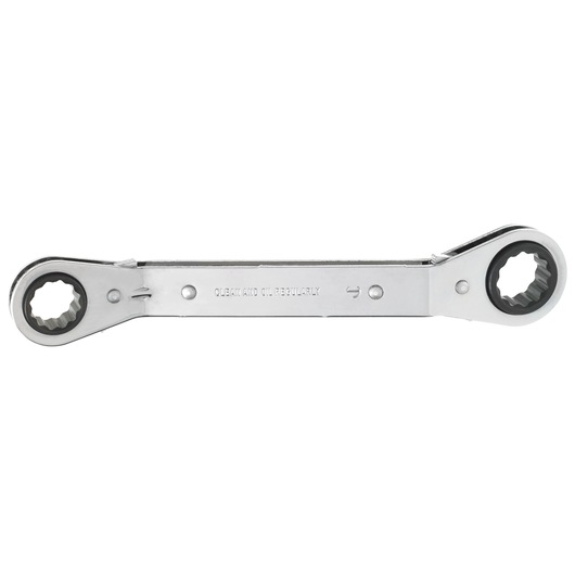 PROTO J1186M-A double box-end ratcheting wrench silver finish, shown side angle on white background.