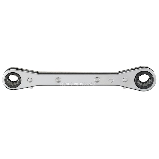 PROTO J1192MLO chrome double box ratcheting wrench photography, front angle on white background.