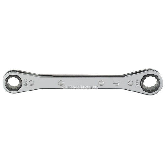 PROTO J1192T-A chrome double box end ratcheting wrench, straight on white background.
