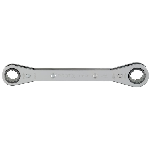 Photo of PROTO J1193T-A double box end wrench, chrome finish, straight view on white background.