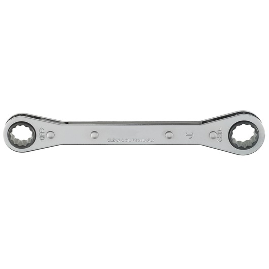 PROTO J1193T-A double box end ratcheting wrench, chrome finish, front view on white background.