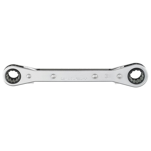 PROTO J1194MLO double box end ratcheting wrench, silver finish, front angle, photography on white background.